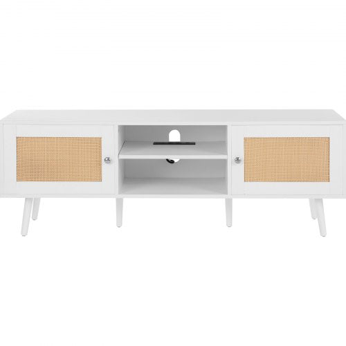Rattan TV Stand for 65 inch TV Boho TV Stand with Rattan Door