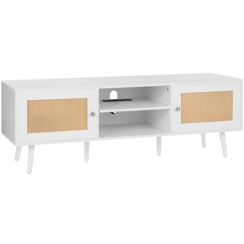 Rattan TV Stand for 65 inch TV Boho TV Stand with Rattan Door