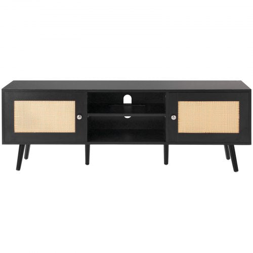 Rattan TV Stand for 65 inch TV Boho TV Stand with Rattan Door