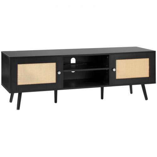 Rattan TV Stand for 65 inch TV Boho TV Stand with Rattan Door
