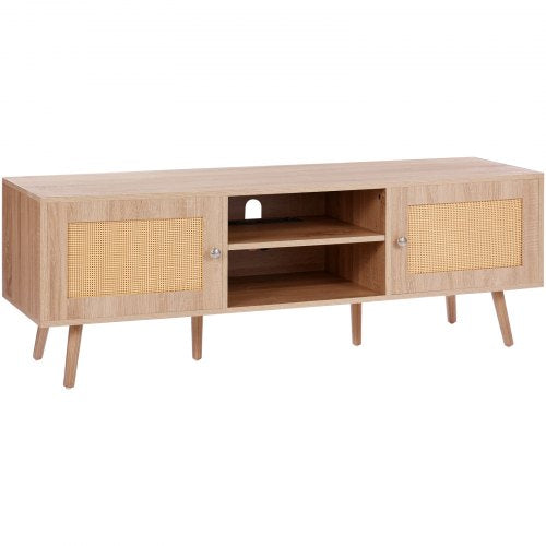Rattan TV Stand Mid Century Modern TV Stand for 65 inch TV Boho Rattan TV