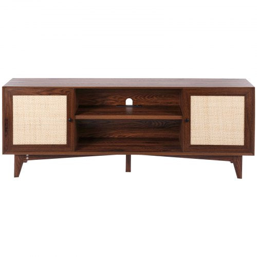 Rattan TV Stand for 75in TV Boho TV Stand with Rattan Door Entertainment