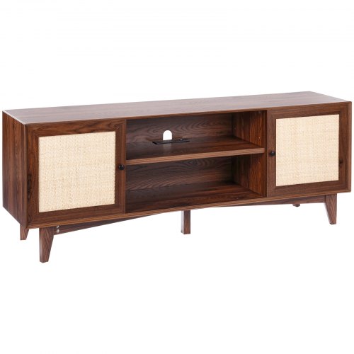 Rattan TV Stand for 75in TV Boho TV Stand with Rattan Door Entertainment