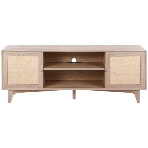 Rattan TV Stand Mid Century Modern TV Stand for 75 inch TV Boho Rattan TV