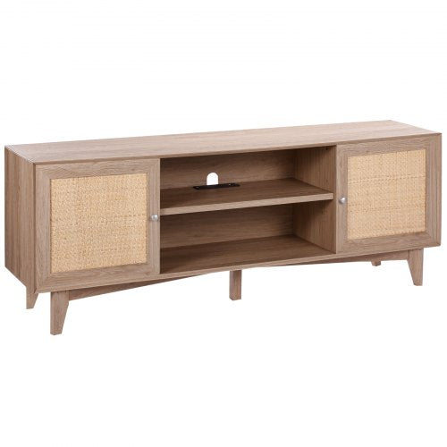 Rattan TV Stand Mid Century Modern TV Stand for 75 inch TV Boho Rattan TV