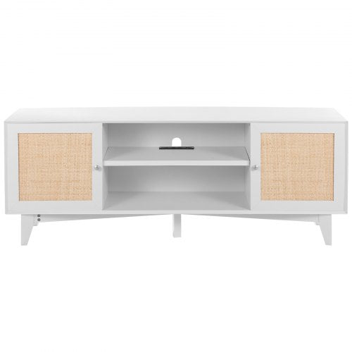 Rattan TV Stand for 75in TV Boho TV Stand with Rattan Door Entertainment