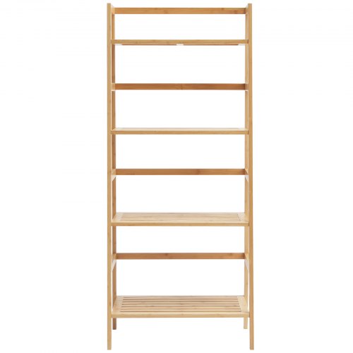 4Tier Bamboo Ladder Shelf Trapezoid Open Bookcase Display Storage Rack