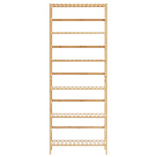 6Tier Bamboo Shelf Open Wood Bookshelf Display Storage Rack Organizer