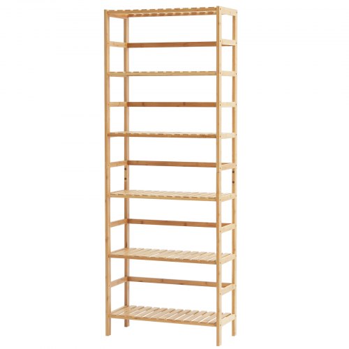 6Tier Bamboo Shelf Open Wood Bookshelf Display Storage Rack Organizer