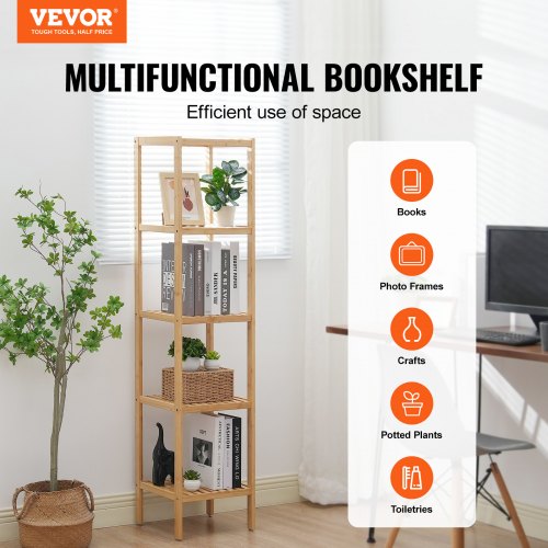 5Tier Bathroom Standing Shelf Narrow Shelving Unit Display Storage Rack