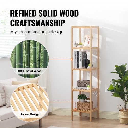 5Tier Bathroom Standing Shelf Narrow Shelving Unit Display Storage Rack