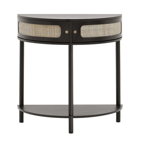 Halfmoon Rattan Console Table with 2 Drawers Rattan Entryway Table with 2