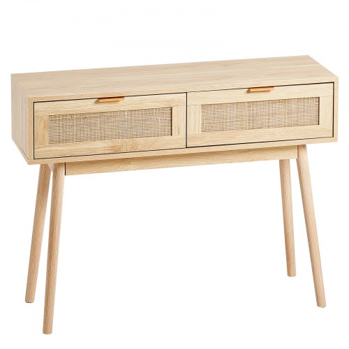 Rattan Console Table with 2 Storage Drawers Rattan Entryway Table with 2