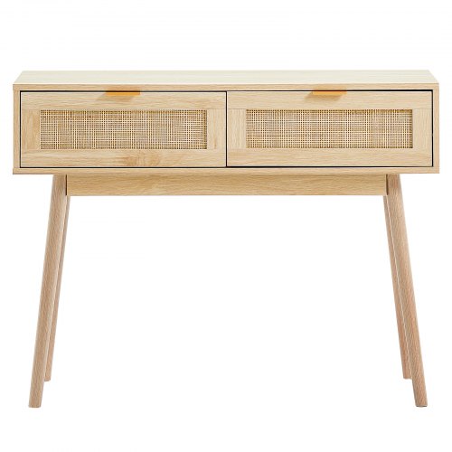Rattan Console Table with 2 Storage Drawers Rattan Entryway Table with 2