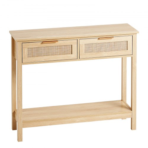Rattan Console Table with 2 Storage Drawers Rattan Entryway Table with 2