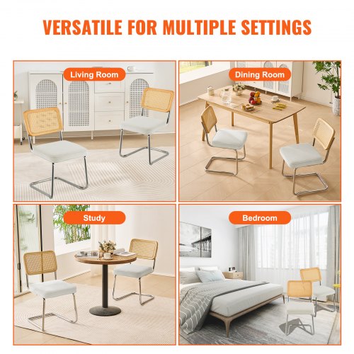 Rattan Dining Chairs Set of 2 Mid Century Modern Dining Chair Upholstered