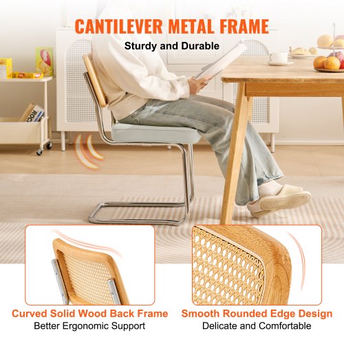 Rattan Dining Chairs Set of 4 Mid Century Modern Dining Chair Upholstered