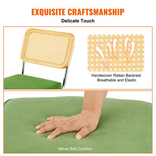 Rattan Dining Chairs Set of 2 Mid Century Modern Dining Chair Upholstered