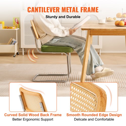 Rattan Dining Chairs Set of 2 Mid Century Modern Dining Chair Upholstered