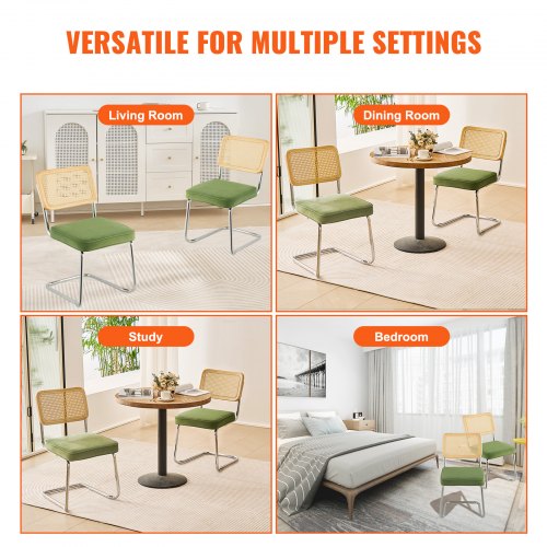 Rattan Dining Chairs Set of 2 Mid Century Modern Dining Chair Upholstered