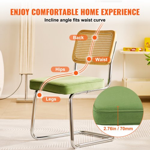 Rattan Dining Chairs Set of 2 Mid Century Modern Dining Chair Upholstered