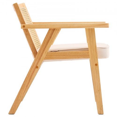 Mid Century Modern Rattan Chair Upholstered Velvet Accent Chair with Rattan