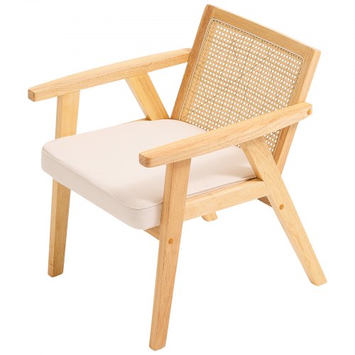Mid Century Modern Rattan Chair Upholstered Velvet Accent Chair with Rattan
