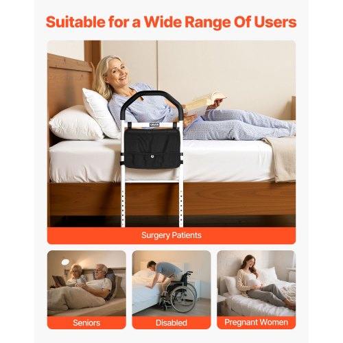 Bed Rail for Elderly Bedside Assist Rails with Supporting Leg and PU
