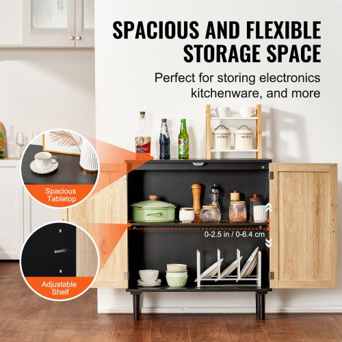 Rattan Cabinet Rattan Storage Cabinet with 2 Magnetic Doors and Adjustable