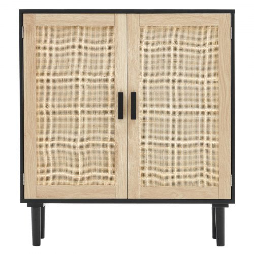 Rattan Cabinet Rattan Storage Cabinet with 2 Magnetic Doors and Adjustable