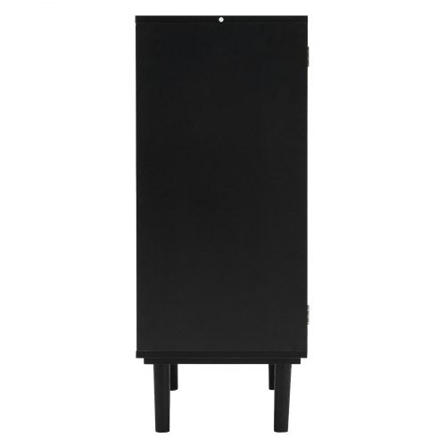 Rattan Cabinet Rattan Storage Cabinet with 2 Magnetic Doors and Adjustable
