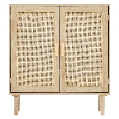 Rattan Cabinet Rattan Storage Cabinet with 2 Magnetic Doors and Adjustable