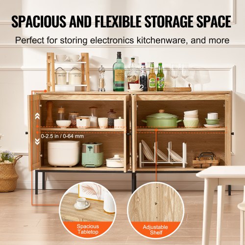 Rattan Cabinet Rattan Storage Cabinet with 4 Magnetic Doors and Adjustable