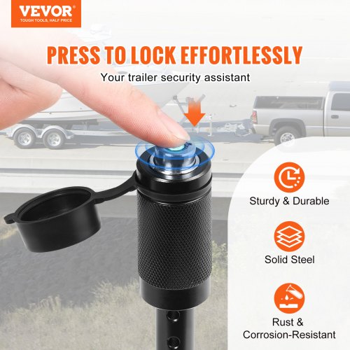 Trailer Hitch Lock 58inch Diameter Locking Receiver Pin with 2 Keys and 4 ORings