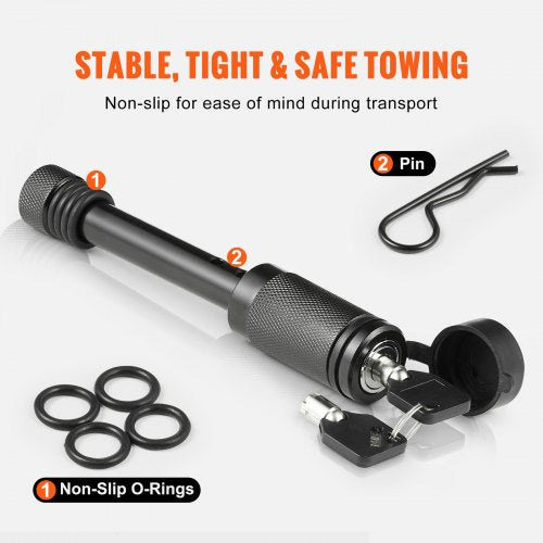 Trailer Hitch Lock 58inch Diameter Locking Receiver Pin with 2 Keys and 4 ORings