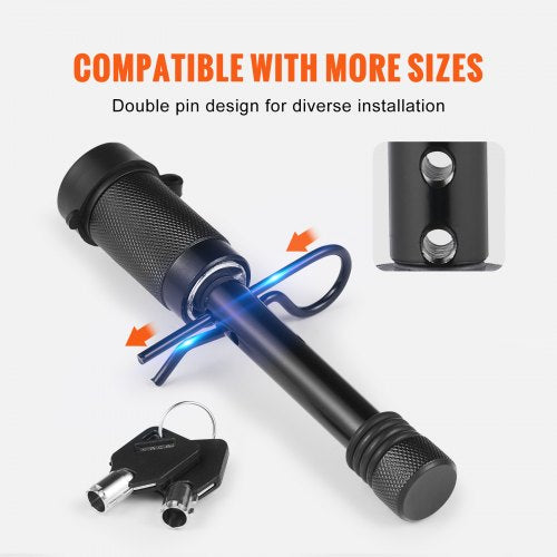 Trailer Hitch Lock 58inch Diameter Locking Receiver Pin with 2 Keys and 4 ORings