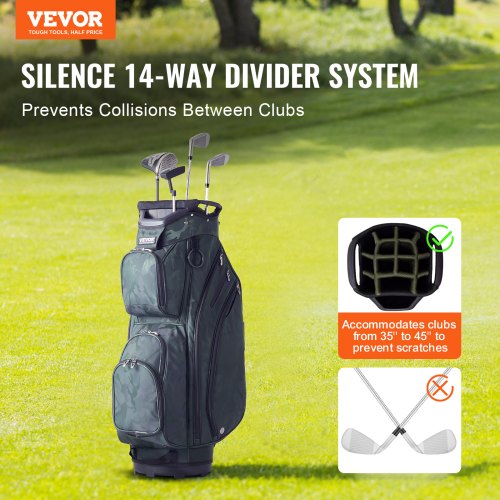 Golf Cart Bag with 14 Way Organizer Divider Top 36 11 Pockets Premium