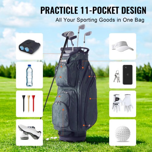 Golf Cart Bag with 14 Way Organizer Divider Top 36 11 Pockets Premium