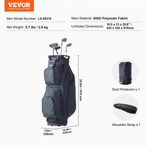 Golf Cart Bag with 14 Way Organizer Divider Top 36 11 Pockets Premium