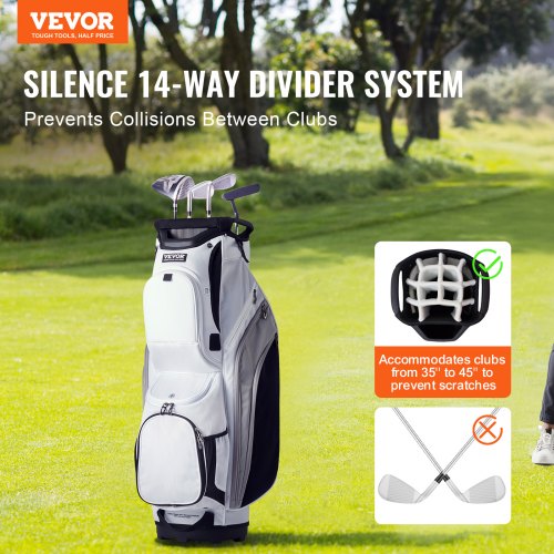 Golf Cart Bag with 14 Way Organizer Divider Top 36 13 Pockets Premium