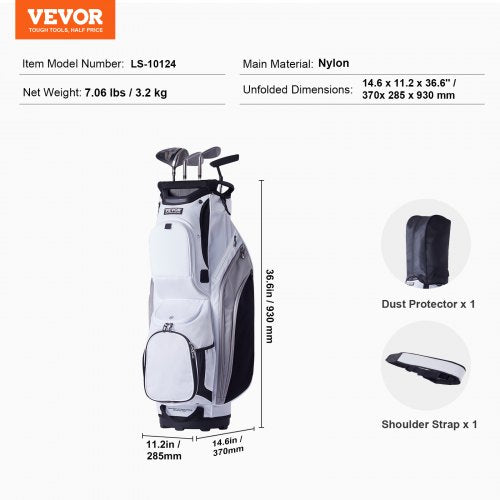 Golf Cart Bag with 14 Way Organizer Divider Top 36 13 Pockets Premium