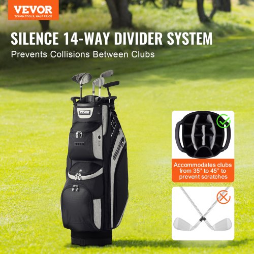 Golf Cart Bag with 14 Way Organizer Divider Top 36 13 Pockets Premium Cart