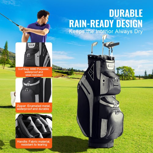 Golf Cart Bag with 14 Way Organizer Divider Top 36 13 Pockets Premium Cart