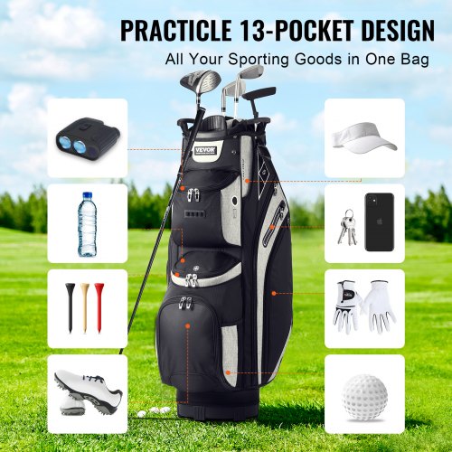 Golf Cart Bag with 14 Way Organizer Divider Top 36 13 Pockets Premium Cart