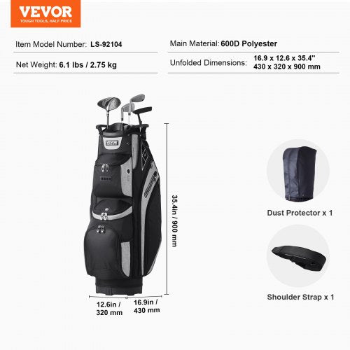 Golf Cart Bag with 14 Way Organizer Divider Top 36 13 Pockets Premium Cart