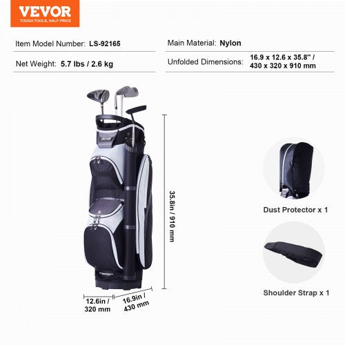 Golf Cart Bag with 14 Way Organizer Divider Top 36 Multiple Pockets 1