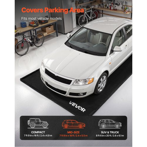Containment Mat 7 ft 9 in x 18 ft NonSlip PVC Garage Floor Mat with a Cleaning