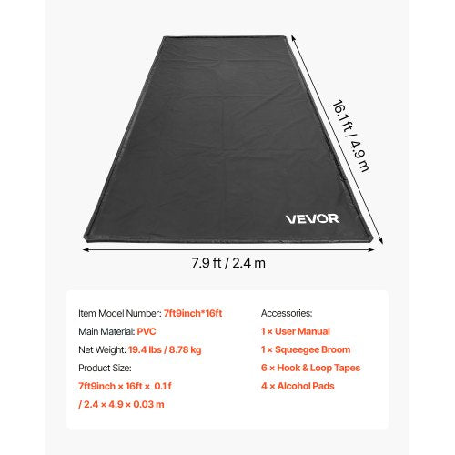 Containment Mat 7 ft 9 in x 16 ft NonSlip PVC Garage Floor Mat with a Cleaning