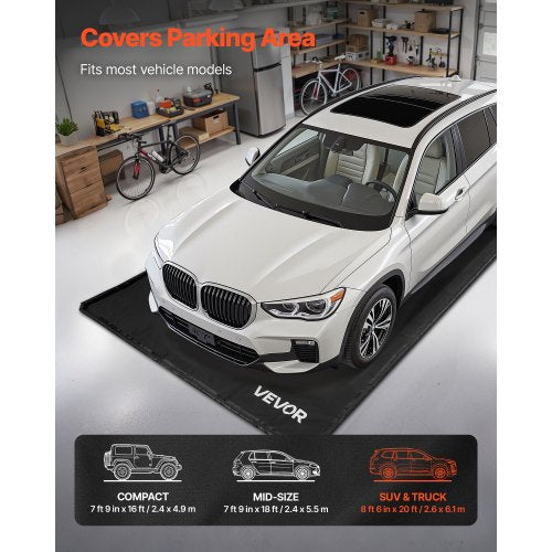 Containment Mat 8 ft 6 in x 20 ft NonSlip PVC Garage Floor Mat with a Cleaning