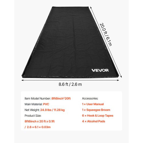 Containment Mat 8 ft 6 in x 20 ft NonSlip PVC Garage Floor Mat with a Cleaning